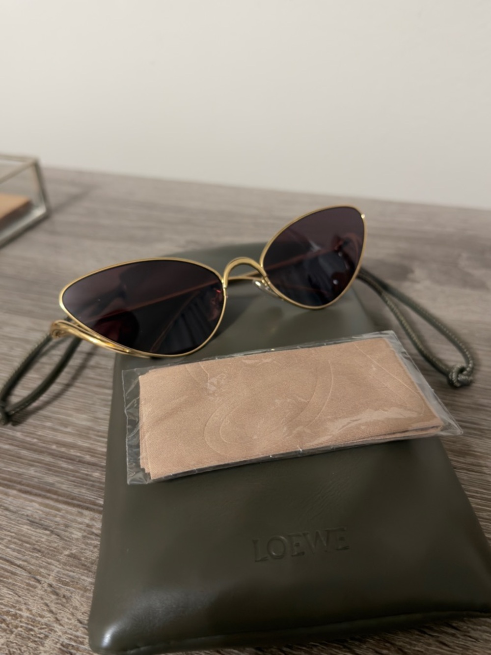 Loewe Gold Cat-Eye Sunglasses with Dark Lenses